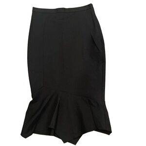 Marciano Black Designer Trumpet Mermaid Midi Skirt Size 6 Flounce Work